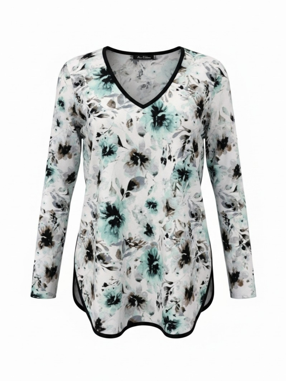Nue Options Womens Mint and Black Trim Floral Size Xl